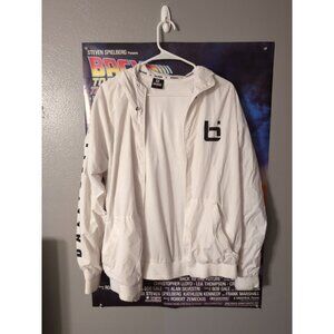 Ballislife White Full Zip Hooded Windbreaker Men's Size L No Zipper